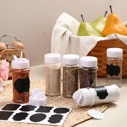 Eccliy 36 Pack 3 oz Clear Plastic Spice Jars with Label and Shaker Lids Empty Spice Bottles Seasoning Containers Seasoning Jars Shaker Condiment Pots for Pepper Herbs Powders (White) - Image 4