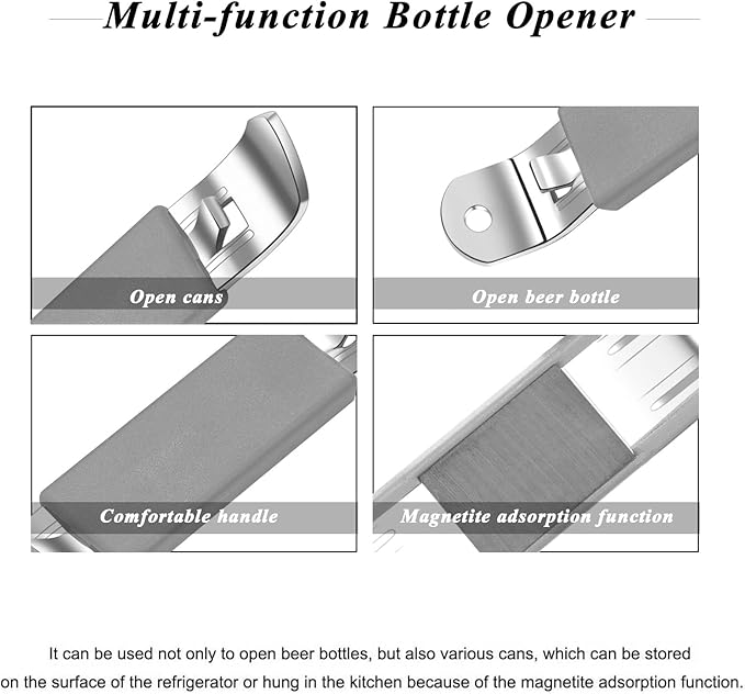 3 Pieces Magnetic Bottle Openers Can Opener Classic Beer Opener Stainless Steel Small Bottle Opener Can Tapper with Magnet for Camping and Traveling HANCELANT - Image 2