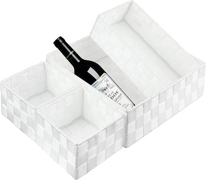 Posprica Woven Storage Box Cube Basket Bin Container Tote Organizer Divider for Drawer,Closet,Shelf, Dresser (White) - Image 4