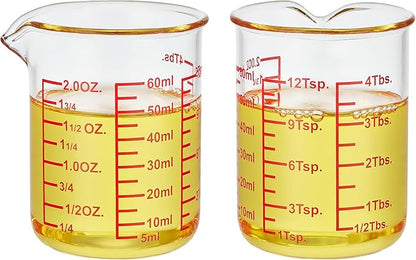 High Borosilicate Glass Measuring Cup-V-Shaped Spout，Glass Measuring Beaker for Kitchen or Restaurant, Easy to Read, 60 ML (2 Oz)-Pack of 2 - Image 8
