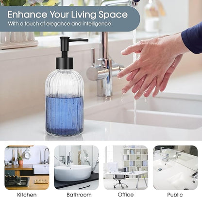 Topsky Glass Soap Dispenser with Plastic Pump, 400ml Liquid Hand Soap Dispenser, Rustproof Pump for Kitchen & Bathroom, Great for Lotions, Essential Oil, Liquid Soaps,Transparent - Image 6