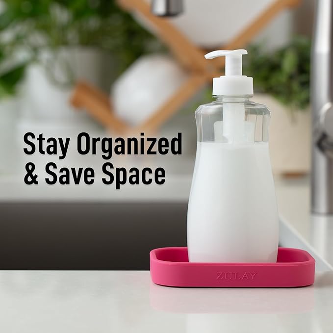 Zulay Kitchen Small Silicone Sponge Holder (4.9x3.3”) – Space-Saving Sink Organizer Tray for Sponge, Soap, Brush & More – Compact Non-Slip Dish for Kitchen & Bathroom (Honeysuckle) - Image 6