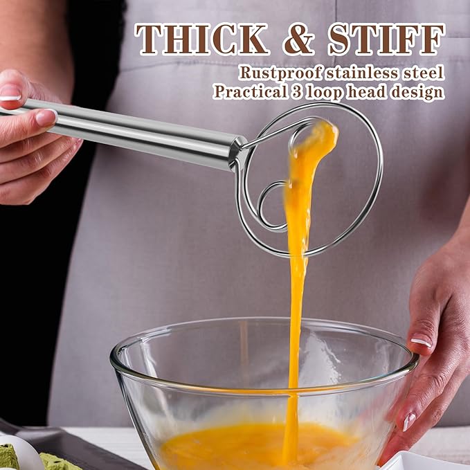 TEEVEA Danish Dough Whisk Stainless Steel for Sourdough Pizza and Bread Baking - Image 5