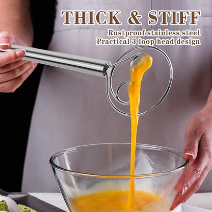 TEEVEA Danish Dough Whisk Stainless Steel for Sourdough Pizza and Bread Baking - Image 5
