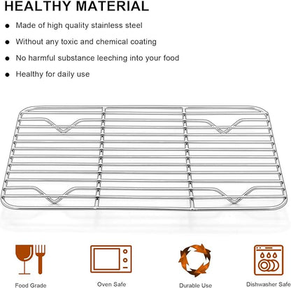 E-far Small Baking Cooling Rack Set of 2, Stainless Steel Metal Roasting Cooking Racks, Size - 9.7"x7.3", Non Toxic & Rust Free, Fit for Toaster Oven, Dishwasher Safe - Image 4