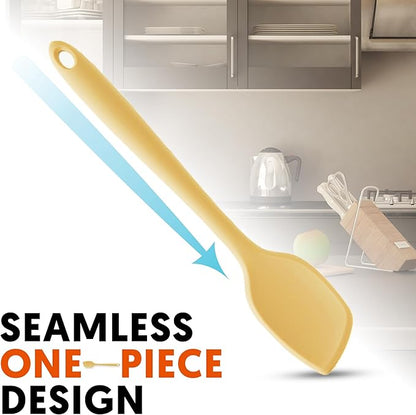 Platinum Silicone Spatula – BPA Free Silicone Spatula for Cooking – Heat Resistant Cooking Utensils for Non Stick Pans – One-Piece Spoonula for Baking, Mixing & More – Kitchen Scraper 9.3” Yellow