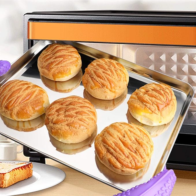 Baking Sheets 2 Pieces, Bastwe Cookie Sheets Set Stainless Steel Baking Pans Toaster Oven Tray Pans, Rectangle Size 12 × 10 × 1 inch, Rustproof & Healthy & Easy Clean & Dishwasher Safe - Image 7