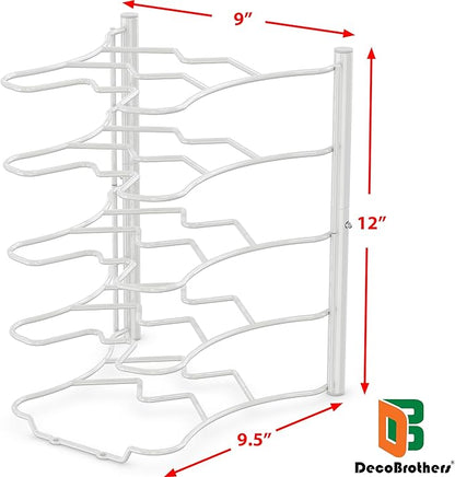 Deco Brothers Pan Organizer Rack for Kitchen Cabinet and Counter, White - Image 3