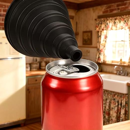 Funnels for Kitchen Use, Food Grade Silicone Collapsible Kitchen Funnel (Black) - Image 5