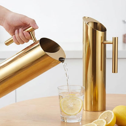 Funnymoom 3 Pack 70oz/2l Stainless Steel Water Pitcher Modern Metal Pitcher with Ice Guard Silver Carafe Drink with Handle or Iced Hot Drink Tea Juice Coffee Beer - Image 6