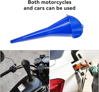 2 PCS Oil Funnel, Automotive Multi-Function Plastic Fuel Funnel with Long Neck, Universal Engine Oil Funnel for Filling Oils Gas Lubricants and Fluids, Car Accessories (2PCS-Blue)