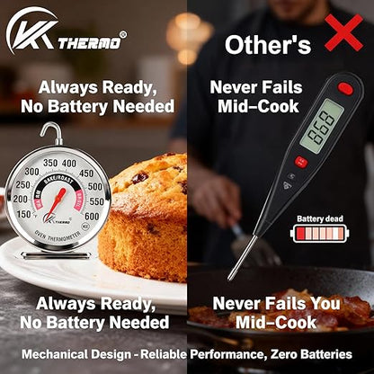 Oven Thermometer 150-600°F Pro Accurate Oven Temperature Gauge for Oven Easy Read, Food Thermometer Hang or Stand