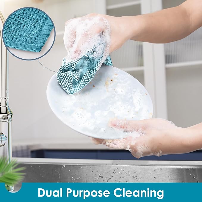 Oven Mitts and Pot Holders Set with Dishcloths, 500 Degree Heat Resistant Oven Gloves and Hot Pads, Premium Soft Cotton Kitchen Mittens and Dish Cloth Sets-Lake Blue - Image 6
