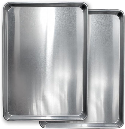 Commercial Quality Cookie Sheet Pan - 2 Pack Aluminum Half Sheet Baking Pan by Saffron & Sage Home Living - This 18x13 Baking Sheet Set is Rust & Warp Resistant, Heavy Duty, of Thick Gauge by SaffronSageHomeLiving