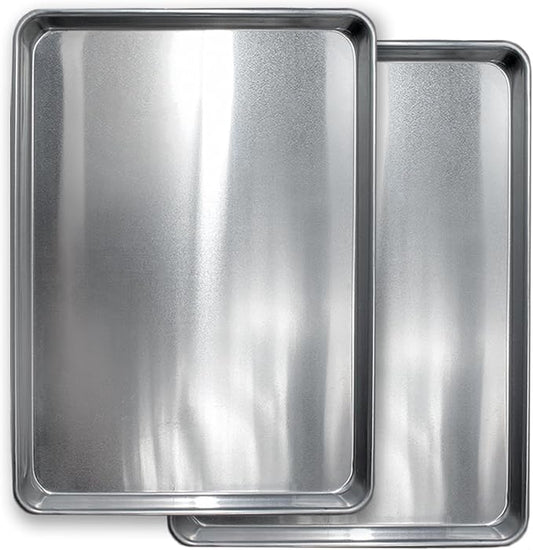 Commercial Quality Cookie Sheet Pan - 2 Pack Aluminum Half Sheet Baking Pan by Saffron & Sage Home Living - This 18x13 Baking Sheet Set is Rust & Warp Resistant, Heavy Duty, of Thick Gauge by SaffronSageHomeLiving