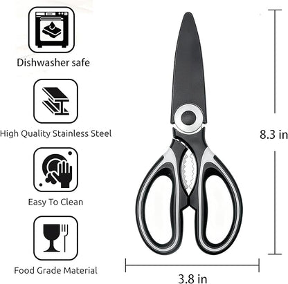 OMDAR Food Grade Kitchen Scissors All Purpose 3 Pack - Heavy Duty Stainless Steel Cooking Shears for Cutting Meat, Food, Fish, Poultry Sharp Sissors for Dishwasher Safe - with Protective Sheath - Image 7