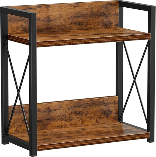 Giikin Kitchen Counter Shelf, Kitchen Countertop Organizer, 2 Tier Spice Rack for Counter, Wood Coffee Bar Organizer for Coffee Station (Brown, L) by Giikin