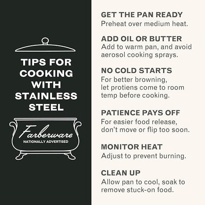 Farberware Classic Series Anniversary Edition Stainless Steel Sauté Pan and Lid with Helper Handle, Induction Suitable, 6 Quart Jumbo Cooker, Metal Utensil Safe - Stainless Steel - Image 8
