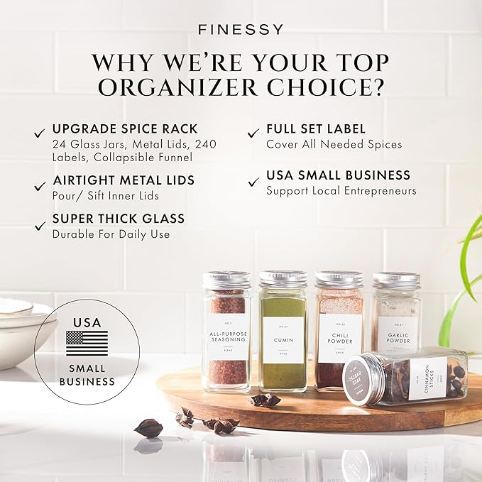 Glass Spice Jars with Labels with Metal Lids and Shakers Minimalist 24 Pack Set, 4oz Small Clear Empty Spice Bottles Seasoning Containers with Label Organizer Square Herb Seasoning Jars for Kitchen - Image 2