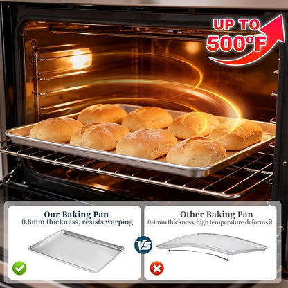 Full Size Commercial Quality Baking Sheet Pan, Bastwe Aluminum Cookie Tray Pan for Oven, Freezer, Bakery, Hotel Restaurant, Thick Steel Rim Prevents Warping (6 Pack, 26 x 18 Inch) - Image 4