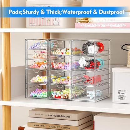 Acrylic Makeup Organizer with 13 Drawers, Bathroom Counter Organizer, Acrylic Organizers, Desk Organizer, Office Supplies, Storage Drawers for Cosmetic, Pencil, Coffee, etc 3 Pack - Image 4