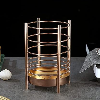 Copper Kitchen Utensil Holder for Kitchen Counter, Stainless Steel Utensil Crocks, Titanium Coating Utensil Storage Caddy Organizer, Cooking Utensil Holder, Easy Cleaning (Rose Gold/7.4''x5.2'') - Image 3