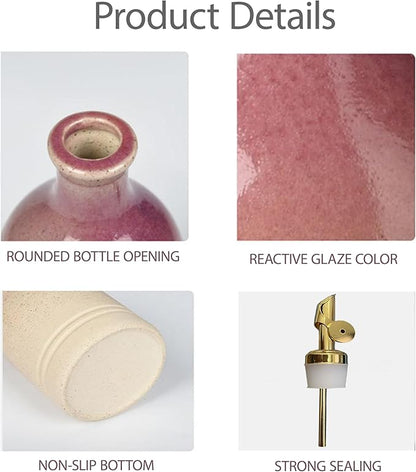 Ceramic Olive Oil Dispenser Bottle for Kitchen, Large Capacity 23.6oz/700ml Gradient Purple with Gold Spout, Suitable for Storage Olive Oil, Vinegar, Soy Sauce, Lemon Juice