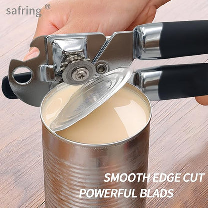 Safring Can Opener Manual, Handheld Strong Heavy Duty Stainless Steel Can Opener, Comfortable Handle, Sharp Blade Smooth Edge, Can Openers with Multifunctional Bottle Opener - Image 4