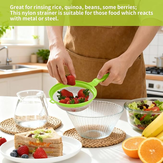 Luckyiren Kefir Strainer Set, 2-Size Plastic Non-Metal Sieve with Fine Mesh for Kefir Grains, Milk Kefir, Water Kefir & Kombucha - Durable, Food Grade & Easy Clean, Green - Image 5