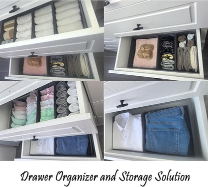 Bructhun Sock Drawer Organizer 9 Pack - Collapsible Fabric Storage Bins for Underwear Divider, Small Closet Organizers with 9 Compartments, Gray - Image 7
