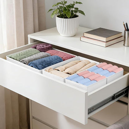 Drawer Organizer Clothes, 16 Pack Dresser Organizer Bins, Foldable Closet Organizers and Storage Fabric Dresser Bins, Shallow Drawer Dividers for Clothing, Underwears, Socks, Tie