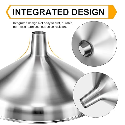 Kitchen Funnel, Stainless Steel funnels for Kitchen use Filling Bottles, one-piece Funnel is Seamless and can be Used to Transfer Oils, Spices, and Powder mixes, and is Easy to Clean - Image 2