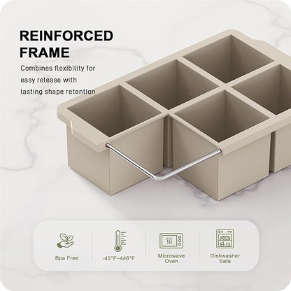 VLM 3 Packs Large Ice Cube Molds with Stackable Lid,Silicone Ice Cube Tray for Freezer,Big Square Ice Tray for Whiskey,Cocktails,Bourbon and Soups (Set 2) - Image 4