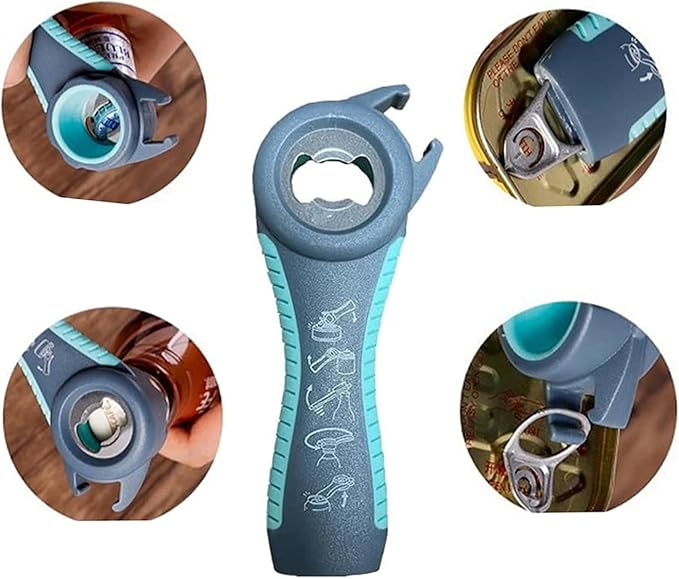 Jar Opener for Seniors with Arthritis,Jar Opener for Weak Hands,5-in-1 Bottle Opener,4-in-1 Can Opener (A-Blue) - Image 5