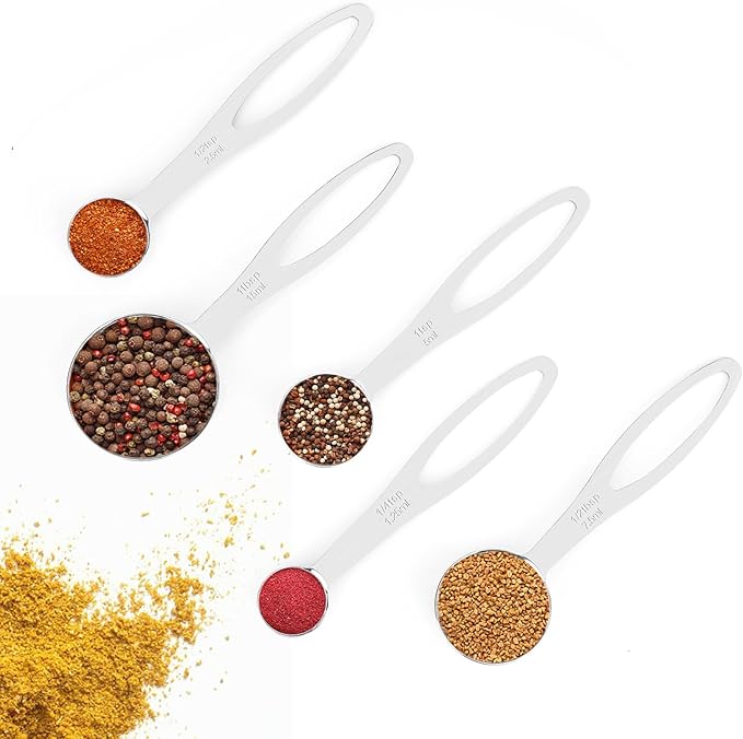 5pcs Measuring Spoon Set, Heavy Duty Stainless Steel Measuring Cups for Cooking Baking, Tablespoon Teaspoon for Dry or Liquid Ingredients, Fits in Spice Jar, 1/4 1/2 1 tsp, 1/2 1 tbsp - Image 7