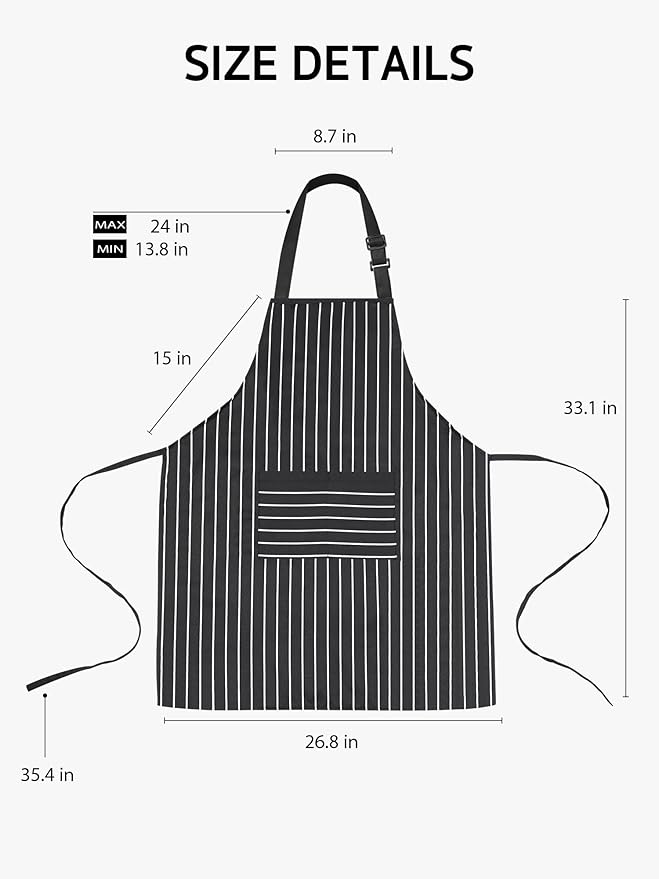 Syntus Apron for Men Women, Adjustable Cooking Kitchen Chef Aprons with 2 Pockets, Cotton/Polycotton/Polyester - Image 2