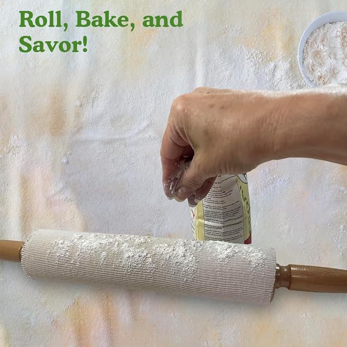 Regency Wraps Rolling Pin Cover for Non-Stick Dough Rolling, 100% Cotton Absorbs Excess Flour So Pastries Come out Light and Flakey, 15" Pack of 2 - Image 5