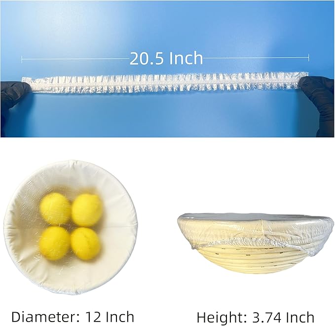 100 Boxed Bowl Covers Bread Proofing Plastic Wrap for Food Shower Caps for Sourdough Bread Baking Rising Elastic Reusable BPA Free Food Grade (Diameter 13"-600pcs) - Image 5