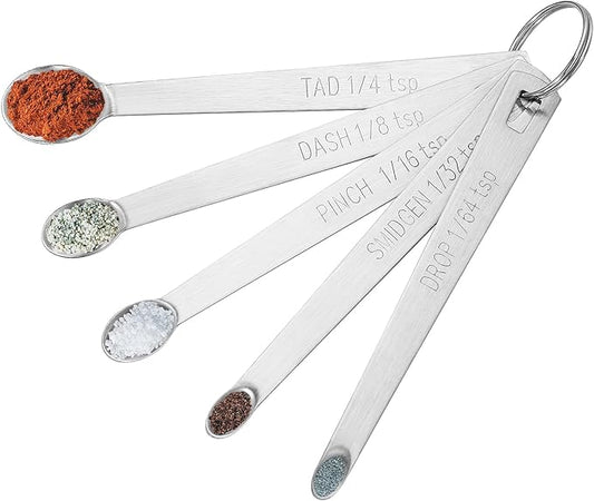5PCS Small Measuring Spoons Set - Cuttte Stainless Steel Tiny Measuring Spoons for Cooking Baking, 1/4 1/8 1/16 1/32 1/64 tsp, Teaspoon Minispoon for Powders, Spices by Cuttte