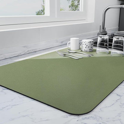 Ecotrim - Dish Drying Mat for Kitchen Counter | Coffee Bar Mat for Countertops | Heat Resistant Drainer Mat with Non-slip Rubber Backed | Hide Stain Kitchen Absorbent Draining Mat | Green 16"x24" by Unknown