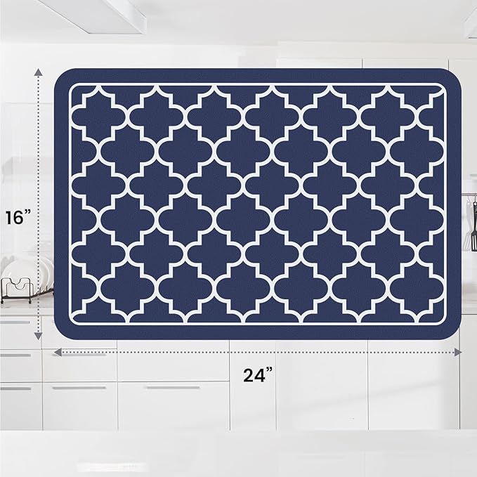 WISELIFE Dish Drying Mat Super Absorbent Drying Mat Large Dish Drying Mats for Kitchen Counter Easy Clean Dish Mat Kitchen Drying Mat16"x 24" Stylish Blue - Image 2