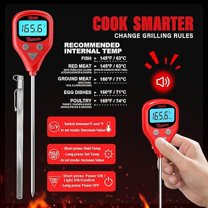 AWLKIM Digital Meat Thermometer with 40-Inch Leave-in External Probe, Rechargeable Instant Read Food Thermometer for Grill BBQ Smoker Oven Kitchen, IP67 Waterproof, Audible Alarm & Hold Function - Image 3