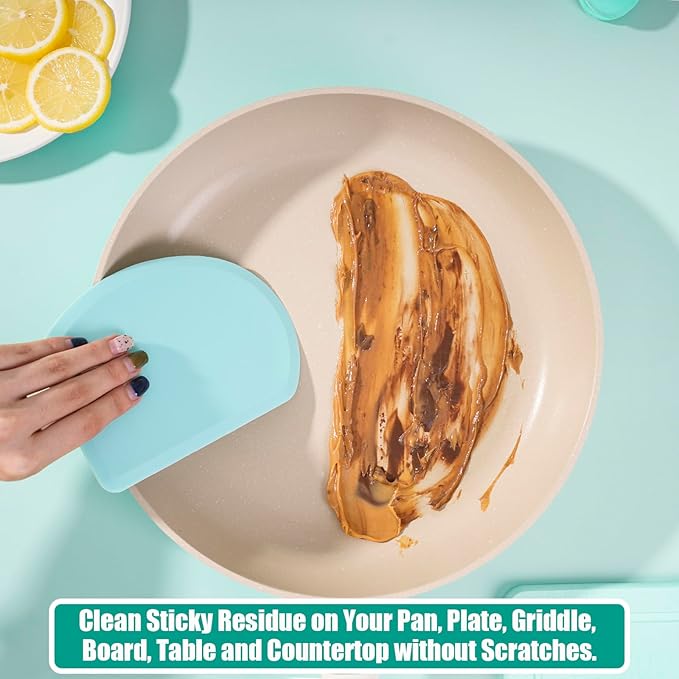 Silicone Dough Scraper with Stainless Steel Sheet, Curved Edge Flexible Bowl Scraper for Baking, Food Grade Silicone Bench Scraper for Sourdough Bread Proofing Basket, 5.98"×4.3", Mint Green, SAPID - Image 6