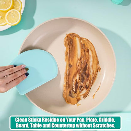 Silicone Dough Scraper with Stainless Steel Sheet, Curved Edge Flexible Bowl Scraper for Baking, Food Grade Silicone Bench Scraper for Sourdough Bread Proofing Basket, 5.98"×4.3", Mint Green, SAPID - Image 6