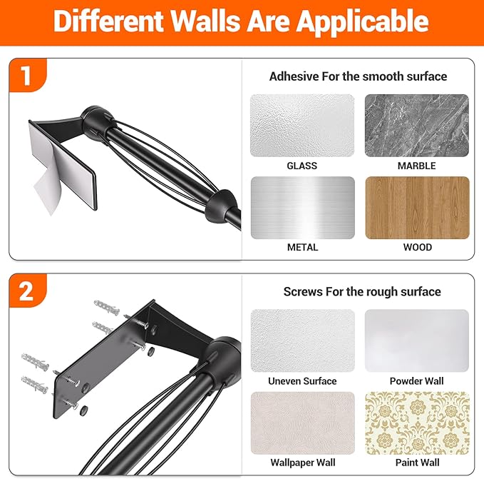Paper Towel Holder Under Cabinet, Single Hand Operable Wall Mount with Damping Effect, Self-Adhesive or Drilled for Kitchen Bathroom, Black - Image 6