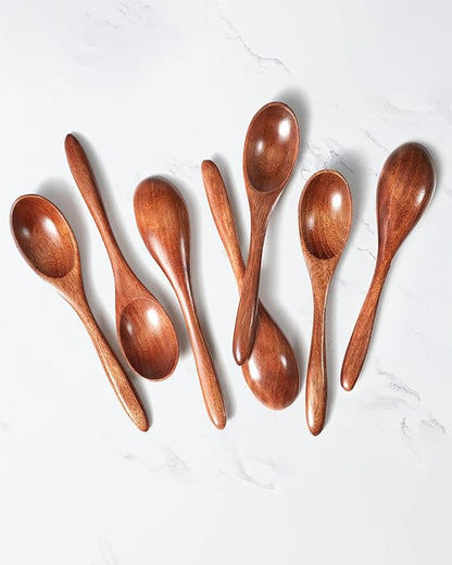 7pcs Small Wooden Spoons for Honey, Tea, Coffee Little Wood Table Spoon for Eating, Stirring Mini Wooden Utensils Set - Image 6