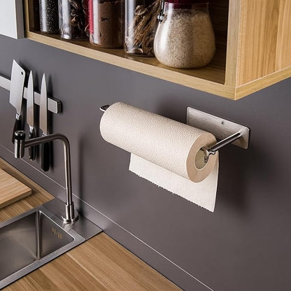 SUNTECH Paper Towel Holder Under Cabinet - Self Adhesive Towel Paper Holder Stick on Wall for Kitchen, Bathroom Paper Towel Holder Organizer&Storage&Decor, Stainless Steel - Image 5