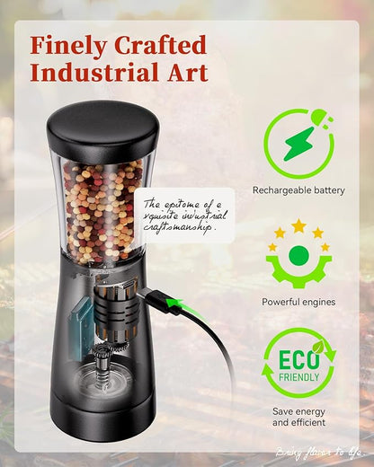 Electric Salt and Pepper Grinder Set with Storage Base, Stainless Steel Rechargeable Salt and Pepper Grinder Set with 4.5 oz Large Capacity, 1.8" Wide Mouth, Adjustable Coarseness, Ideal for Kitchen - Image 4