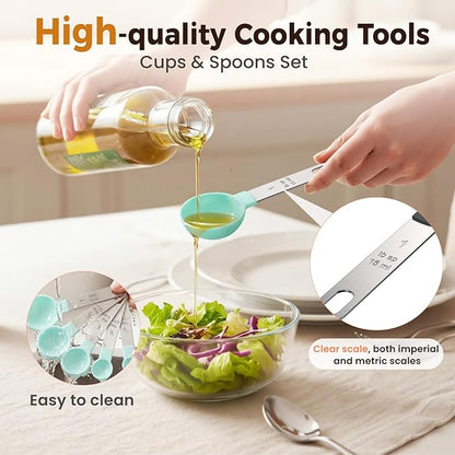 16PCS Measuring Cups and Spoons Set, Measuring Spoon Set with Metric and US Measurements, Fits for Measuring Dry and Liquid (Green) - Image 6