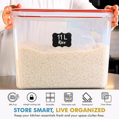 Shazo 2 PC (11L | 372 oz) Flour Sugar Storage Containers with Easy Carry Handle - Plastic Extra Large Food Storage Containers with Lids for Rice Cereal, BPA Free & Airtight Kitchen Pantry Organization - Image 8